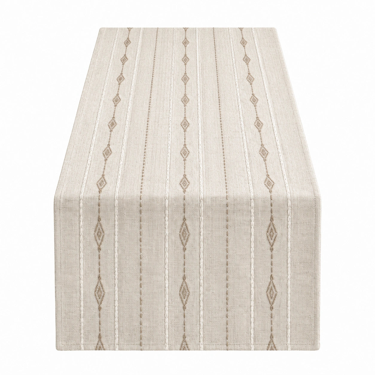Runner da Tavola Motivo Geometrico Beige 180x45 cm