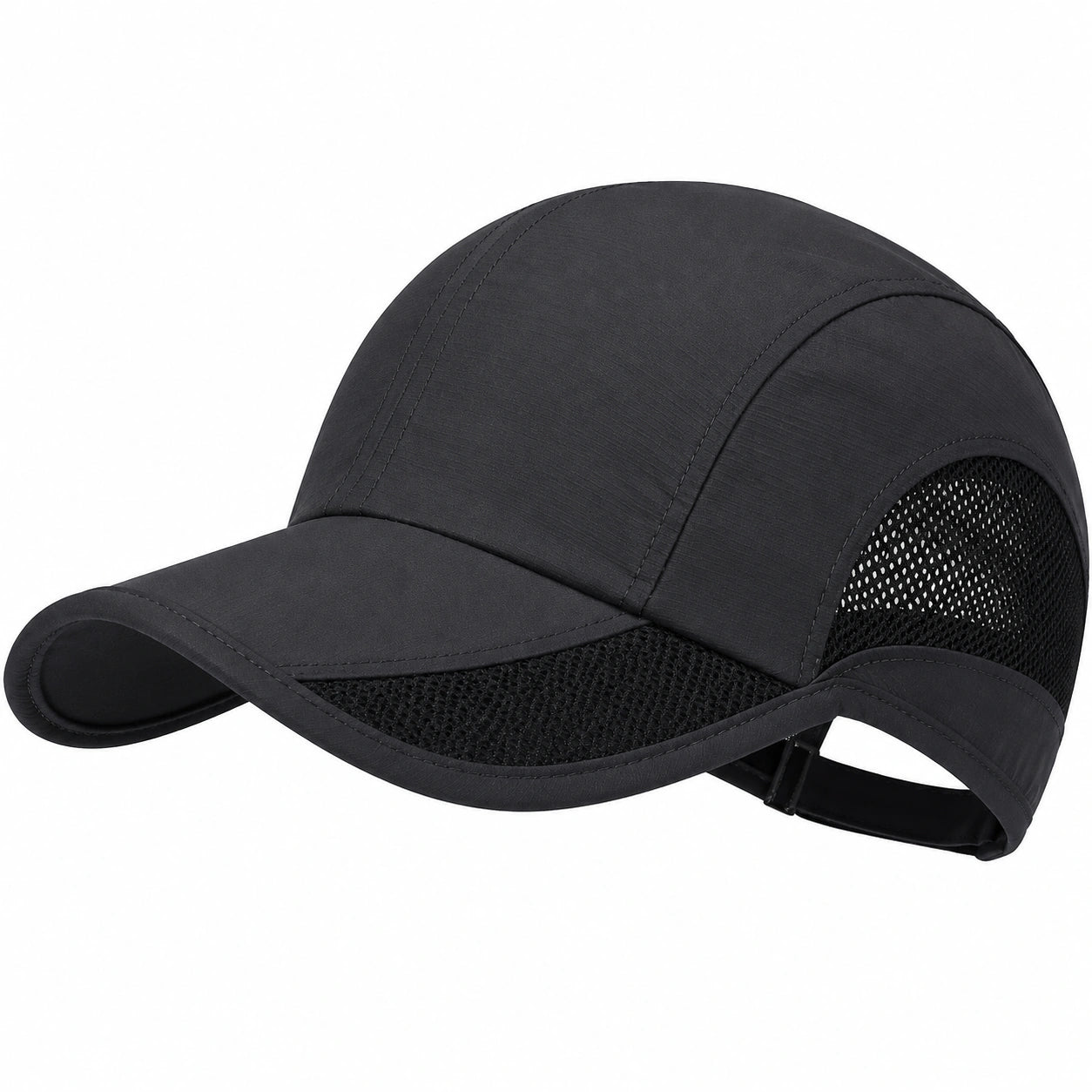 Cappello da Baseball Traspirante con Rete Regolabile Nero