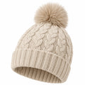 Cappello a Maglia con Pom Pom Beige