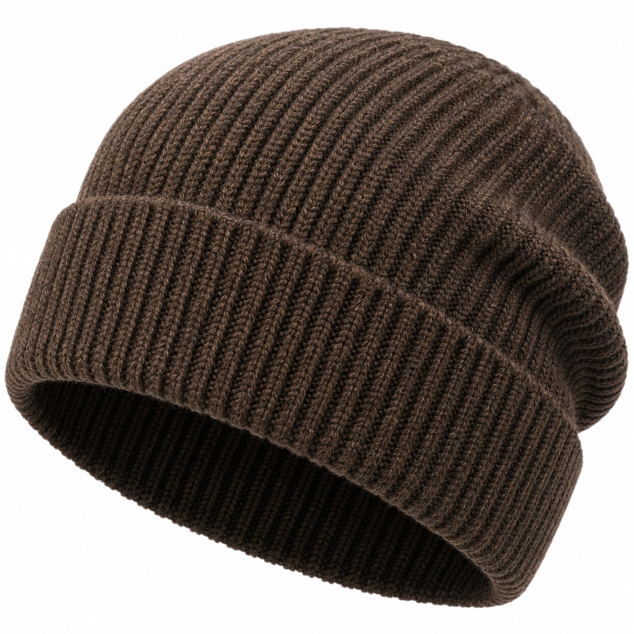 Berretto Unisex a Coste Marrone
