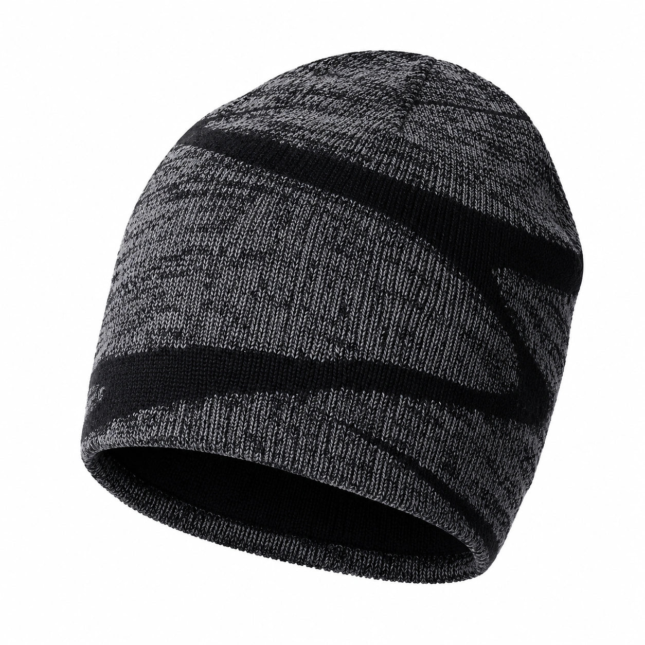 Cappello in Maglia a Righe Grigio e Nero Unisex