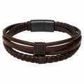 Bracciale Uomo in Pelle Marrone Scuro con Chiusura Magnetica