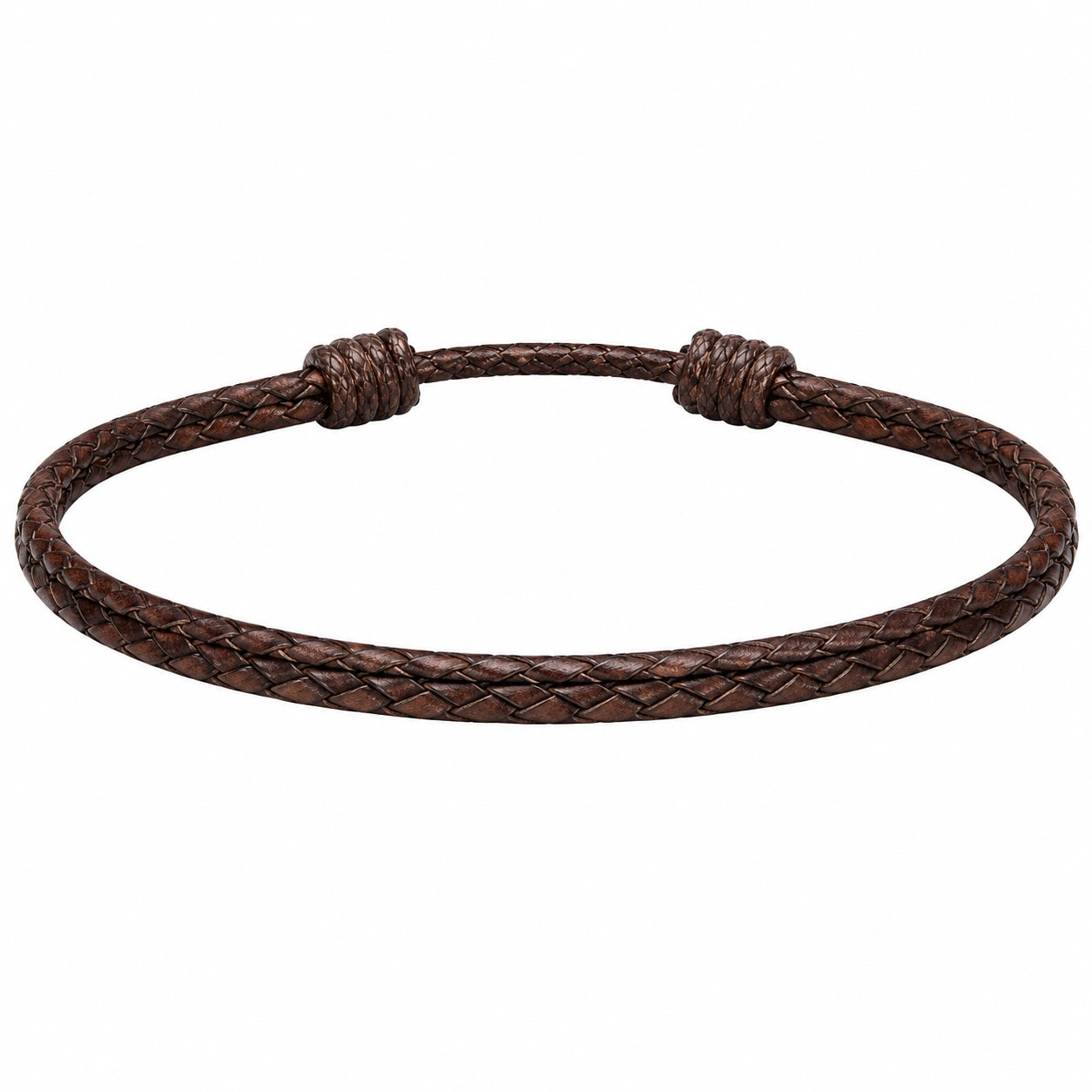 Bracciale intrecciato senza chiusura marrone 20 cm