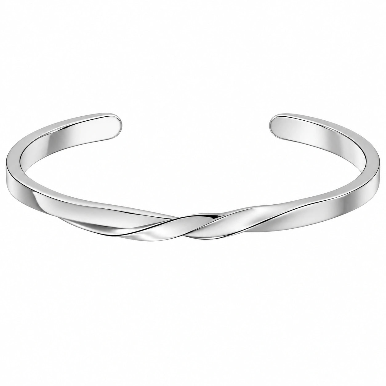 Bracciale rigido in metallo con design intrecciato, colore argento