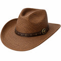 Cappello da Cowboy in Paglia Intrecciata Marrone con Decorazione Stella