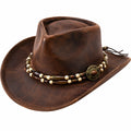 Cappello Western in Stile Cowboy Marrone con Cinturino Decorativo