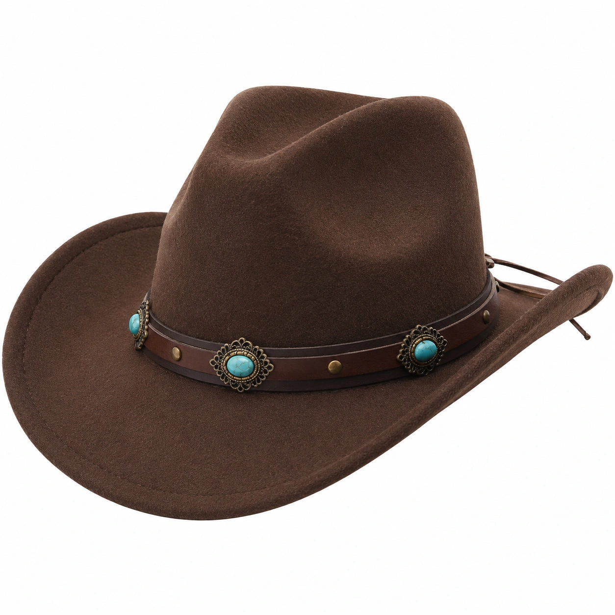 Cappello Western Marrone con Pietre Turchesi