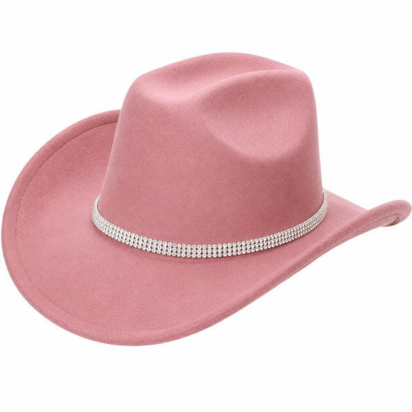Cappello da Cowboy Rosa con Strass