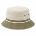 Cappello a secchiello beige e verde con fascia a righe