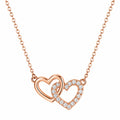 Collana con Ciondoli a Cuore Intrecciati in Oro Rosa e Cristalli